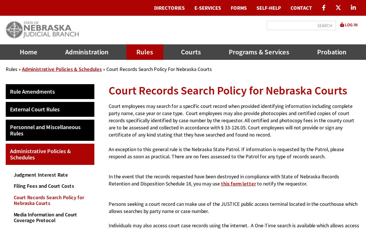 Hooker County case search court records search policy