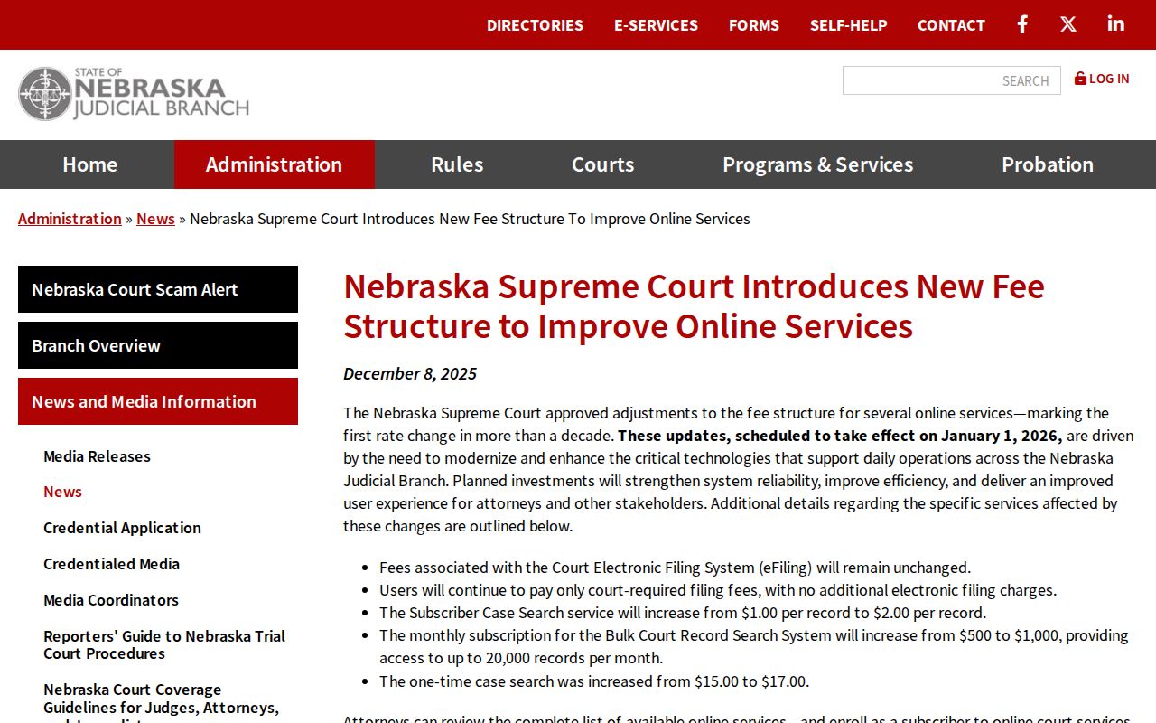Hooker County case search online fee structure announcement