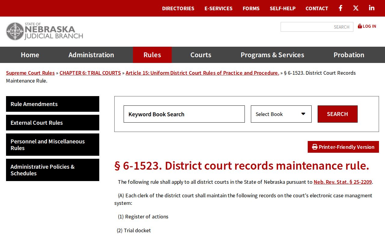 Hooker County civil docket district court records rule