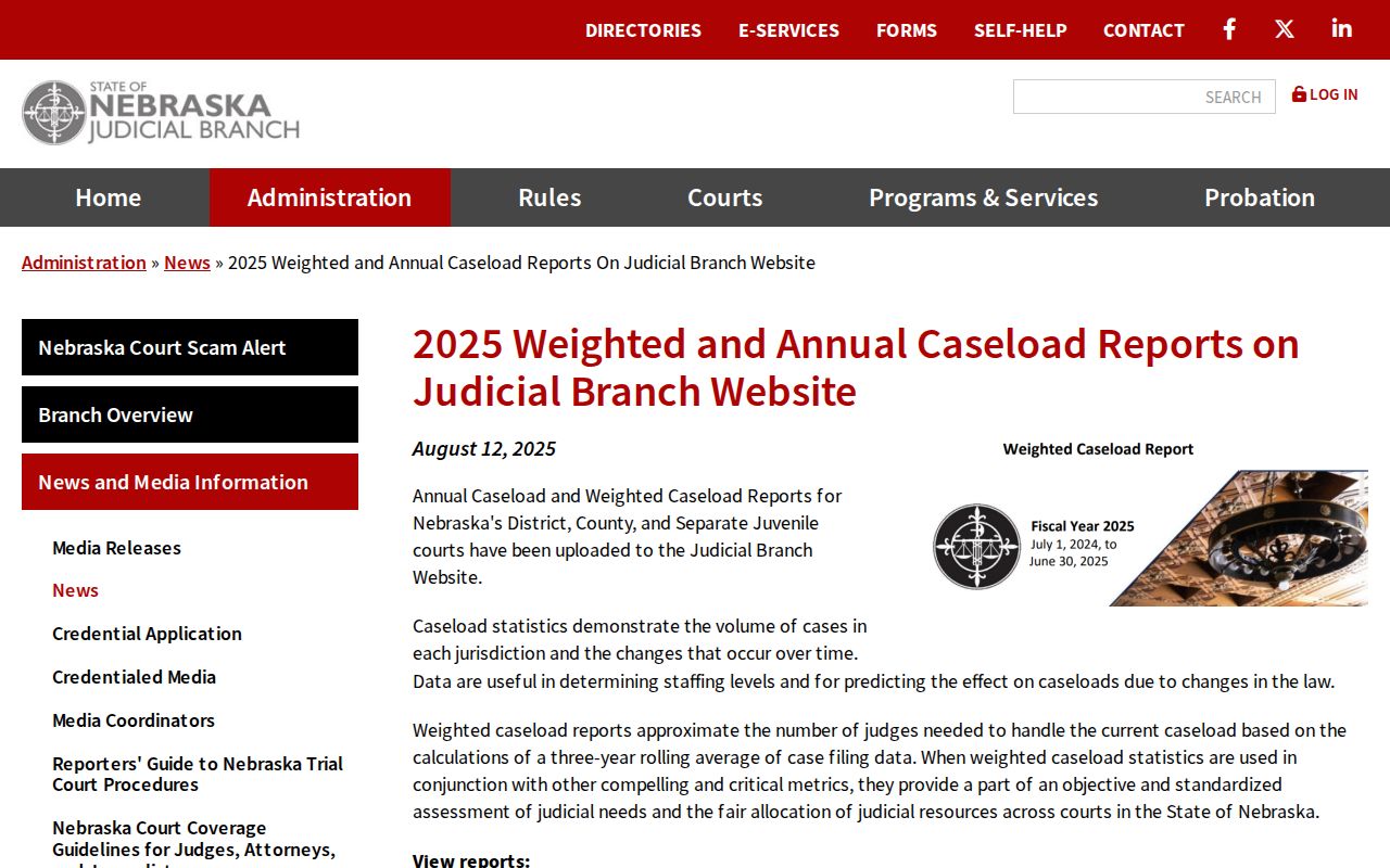 Hooker County court calendar caseload report release