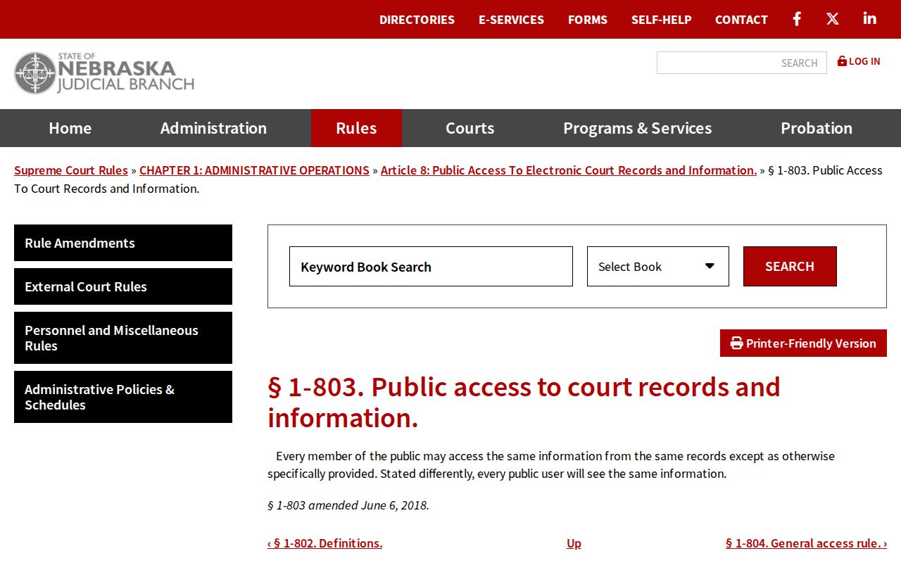 Hooker court record public access rule information