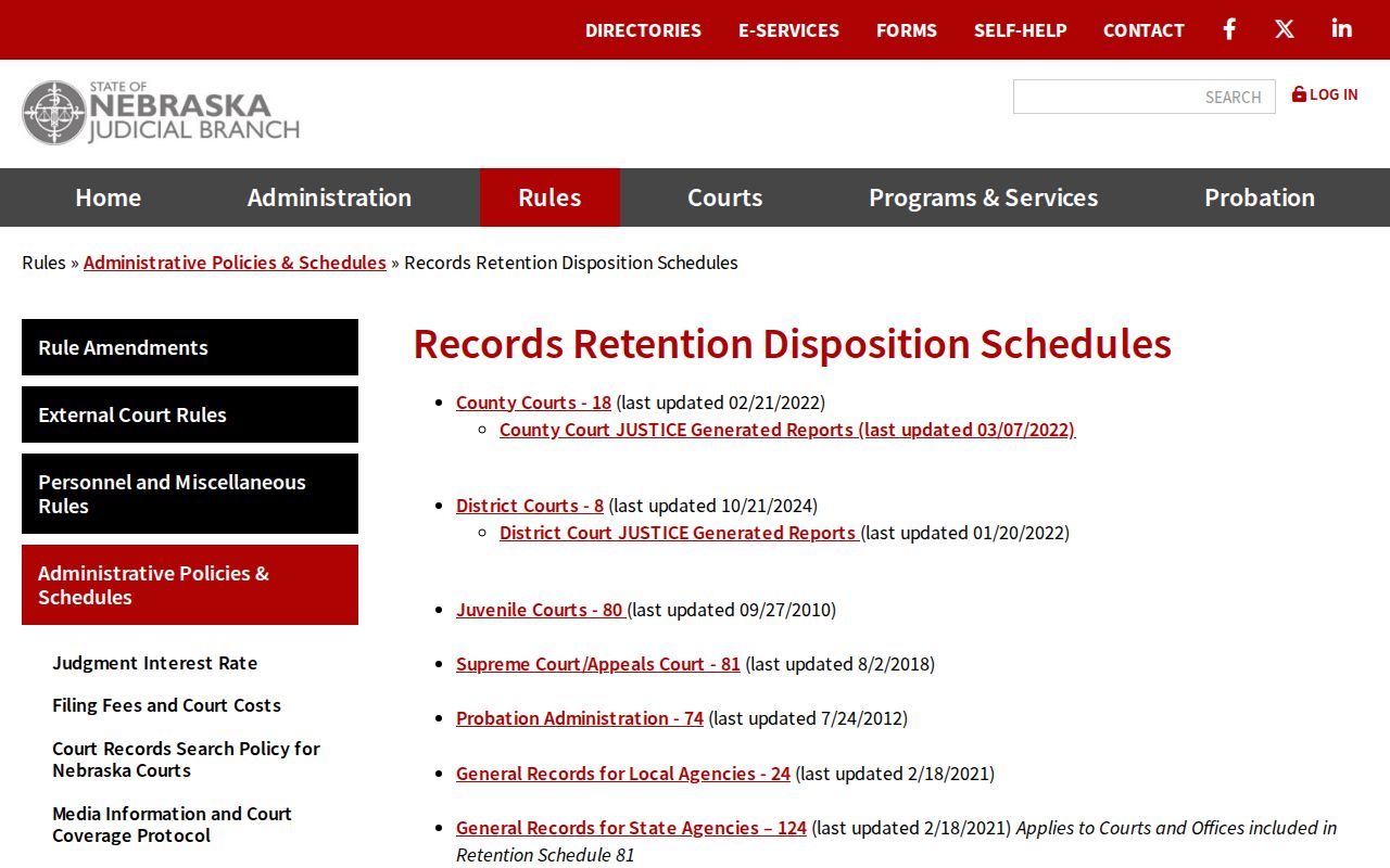 Hooker court record retention and disposition schedules