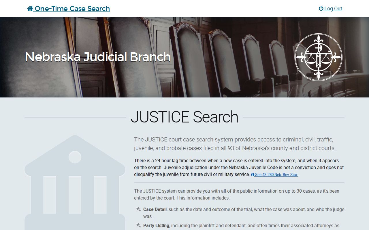 Hooker County criminal docket JUSTICE one-time search