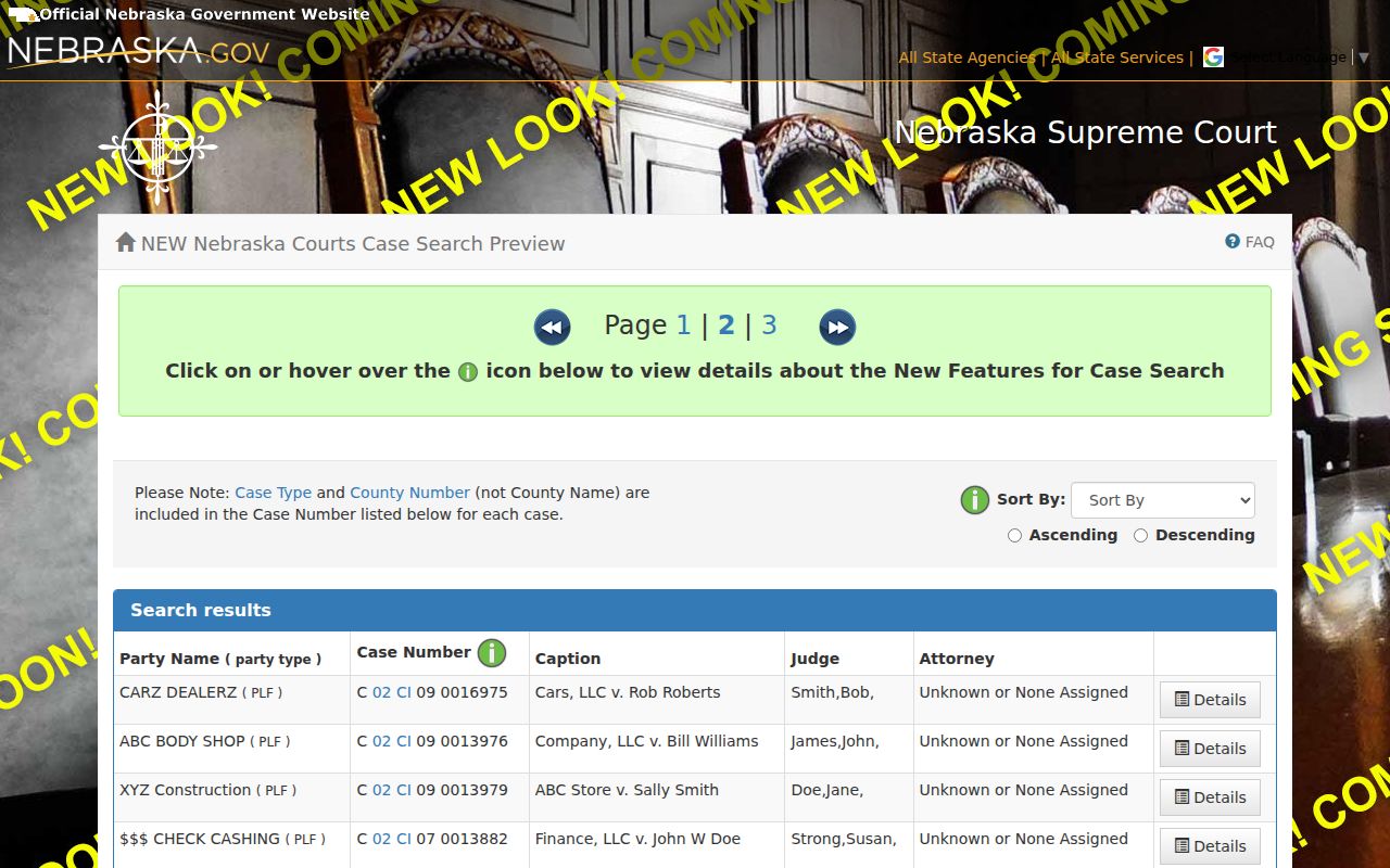Hooker County criminal docket JUSTICE results example