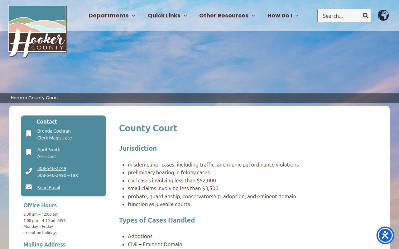 Hooker County court docket county court search route