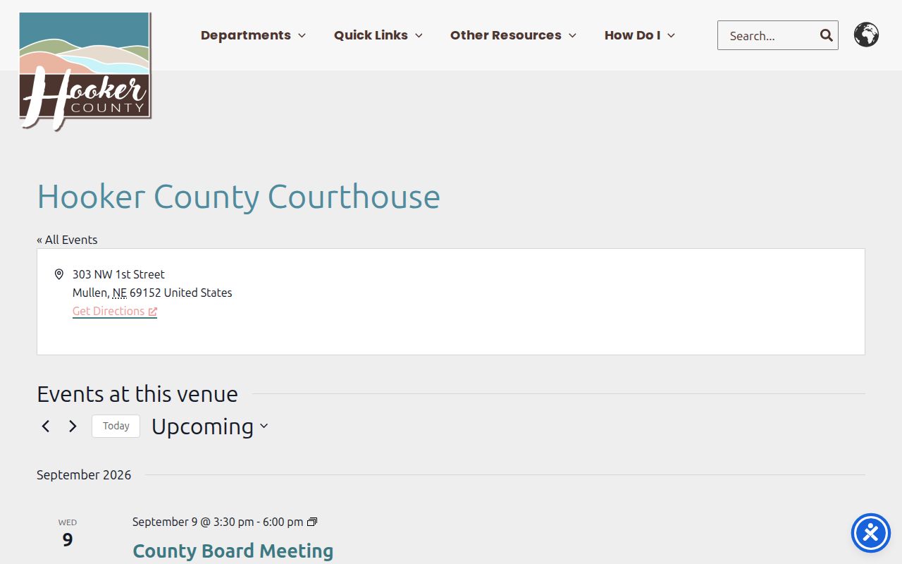 Hooker County court docket courthouse access in Mullen Nebraska