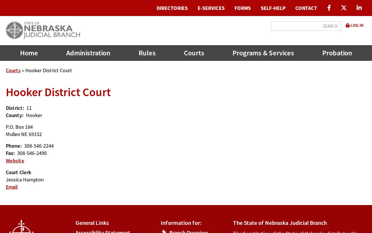 Hooker County court docket district court records source