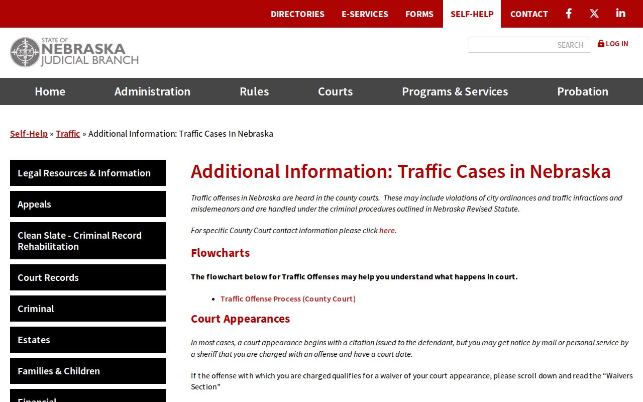 Hooker traffic court record guidance for Nebraska traffic cases